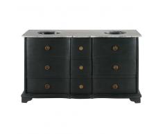 Mueble de doble lavabo in legno mango nero e pietra Eugenie