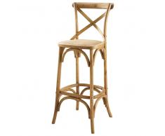Silla de bar de mimbre y roble Tradition