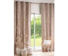 Cortina de ojales beige con estampado de hojas 140x270 - la unidad