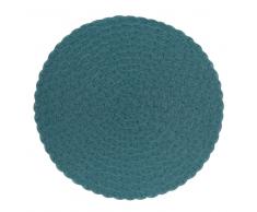 Mantel individual redondo trenzado en azul