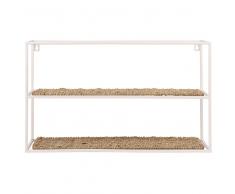 Organizador de pared de metal blanco y yute