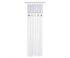 Cortina de lazos de algodón azul y blanco 110x250 - la unidad