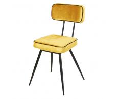 Silla de terciopelo amarillo y metal negro Clapper