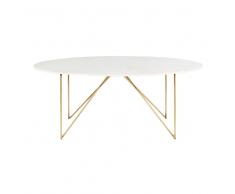 Mesa de comedor para 4/6 personas de mármol blanco y hierro dorado An.200 Izmir