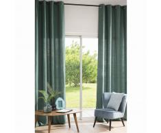 Cortina de ojales de lino lavado verde albahaca 130x300 - la unidad
