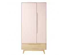 Guardarropa vintage rosa claro con 2 puertas y 1 cajón Bucolique