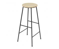 Taburete de bar industrial de abeto y metal negro Alt.78 Stan