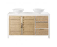 Mueble de lavabo doble con 2 puertas y 3 cajones de epicea Esterel