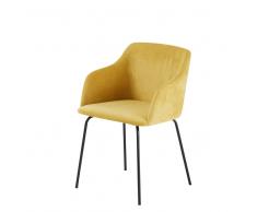 Silla de terciopelo amarillo mostaza Farell
