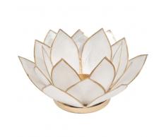 Candelabro nacarado de metal blanco LOTUS