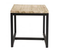 Mesa auxiliar industrial de abeto macizo blanco y metal Long Island
