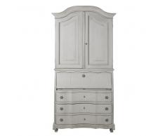 Armario gris claro con 2 puertas y 3 cajones y secreter de 8 cajones Cheverny