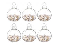 Bolas de Navidad de cristal y confeti de estrellas (x6)