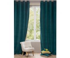 Cortina de ojales de terciopelo azul pato 140x300 - la unidad