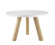 Mesa de comedor de hormigón blanco y roble para 5/6 personas D.120 Chuppa