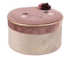 Joyero redondo rosa y beige