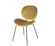 Silla de terciopelo ocre y metal negro Luna