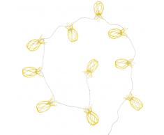 Guirnalda de piñas de luces 10 LED de metal amarillo