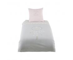 Juego de cama infantil de algodón gris y rosa 140x200