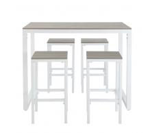 Mesa alta de jardín con 4 taburetes de aluminio L.128 Escale