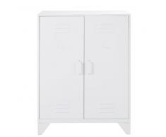 Cajonera industrial de metal blanco con 2 repisas Sunset