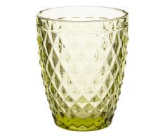Vaso de cristal verde con motivos en relieve