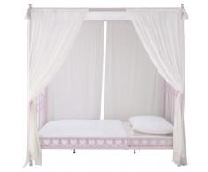 Cama con dosel 90x190 de metal rosa Eglantine