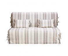 Funda de algodón a rayas beige/marfil para sofá-cama acordeón Elliot