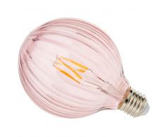 Bombilla LED de cristal estriado en color rosa