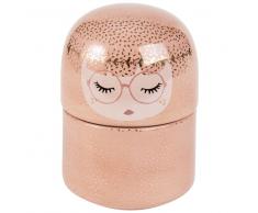 Joyero con forma de muñeca de cerámica rosa