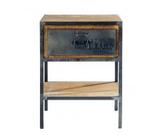 Mesita de noche con cajón de metal negra 45 cm de largo Manufacture