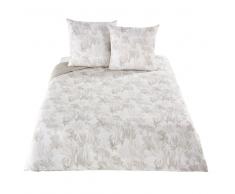 Juego de cama reversible de algodón crudo con estampado de corales beige 220x240