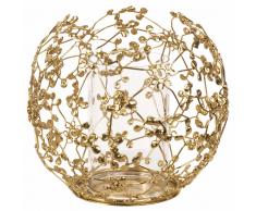 Candelabro de metal dorado y cristal