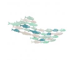 Decoración de pared con banco de peces de metal verde 81x38