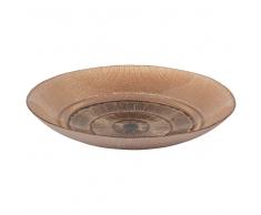 Plato decorativo de cristal estriado naranja