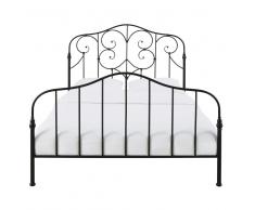 Cama de barrotes de 140x190 de metal negro Esmeralda