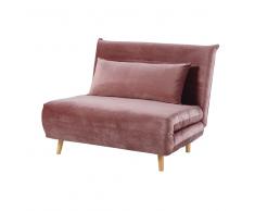 Banqueta-cama de 1 plaza de terciopelo rosa envejecido Nio
