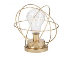 Decoración luminosa esfera de metal dorado con bombilla de LED