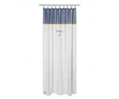 Cortina con presillas de algodón azul hielo y azul marino 140x250 - la unidad