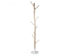 Perchero tronco de un árbol de eucalipto y metal blanco