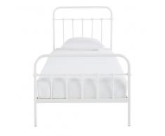 Cama 90x190 de metal blanco roto Karl
