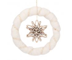 Adorno de Navidad de corona de lana y estrella