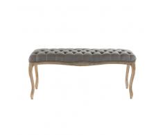 Pie de cama en madera y capitoné de lino color topo L 114 cm Barocco