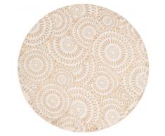 Mantel individual redondo estampado en blanco y dorado