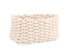 Cesta rectangular de algodón trenzado en blanco y lurex