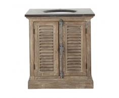 Mueble de lavabo de pino reciclado y piedra azul antracita Persiennes