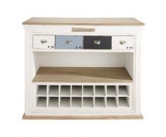 Mueble bar con cajones de madera blanca efecto envejecido An. 129 cm Molene
