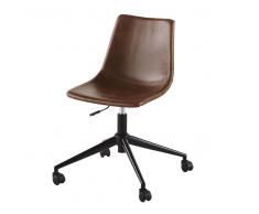 Silla de escritorio con ruedas de suedina marrón efecto envejecido Rebel