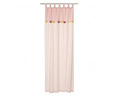 Cortina con presillas de algodón rosa con pompones 105x250 - la unidad