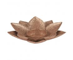 Candelabro flor de metal rosa dorado